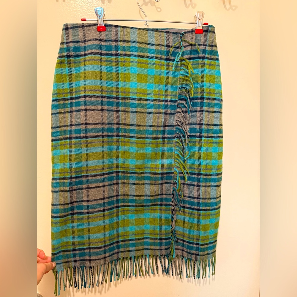 Plaid Skirt J Jill with Fringe